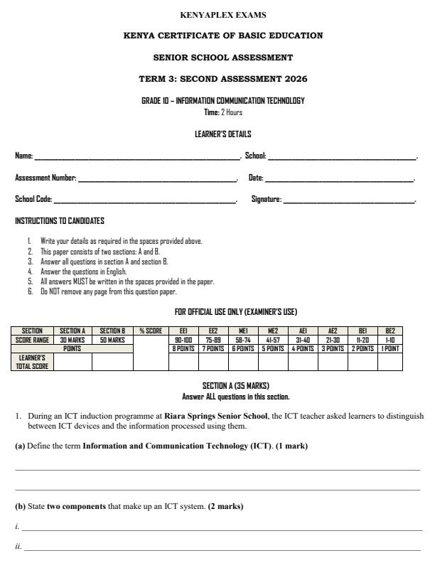 Preview page Grade-10-Information-Communication-Technology-End-Term-3-Exam-2026_6953_0.jpg