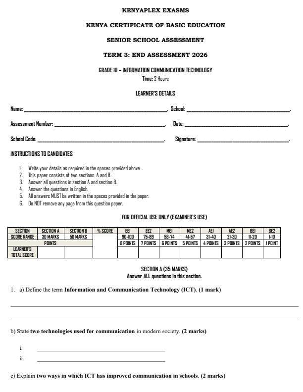 Preview page Grade-10-Information-Communication-Technology-End-Term-3-Set-2-Exam-2026_7024_0.jpg