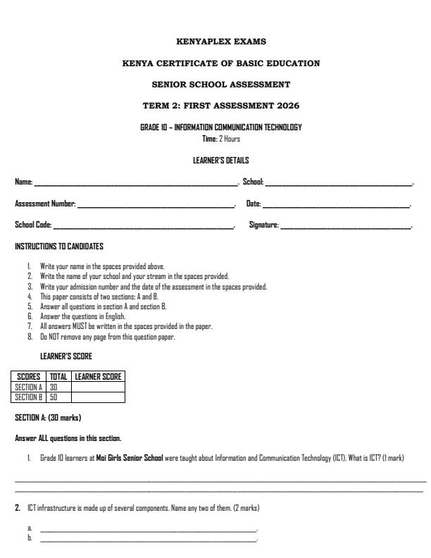 Preview page Grade-10-Information-Communication-Technology-Term-2-Opener-Exam-2026_5664_0.jpg