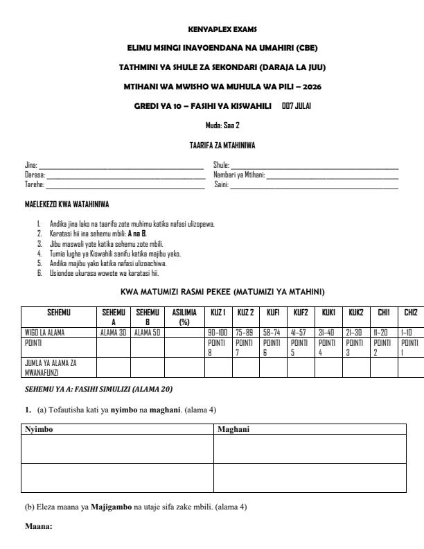 Preview page Grade-10-Kiswahili--Fasihi-End-Term-2-Exam-2026_6141_0.jpg