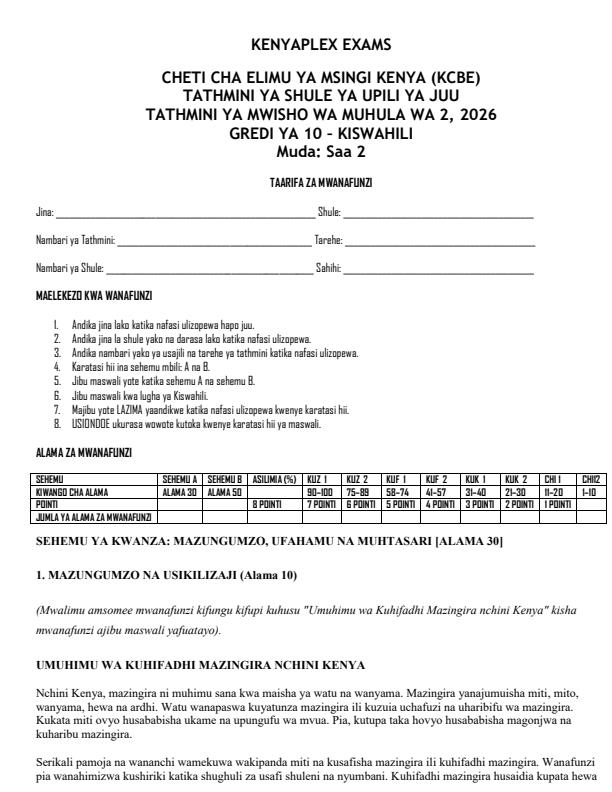 Preview page Grade-10-Kiswahili-End-Term-2-Exam-2026_6151_0.jpg