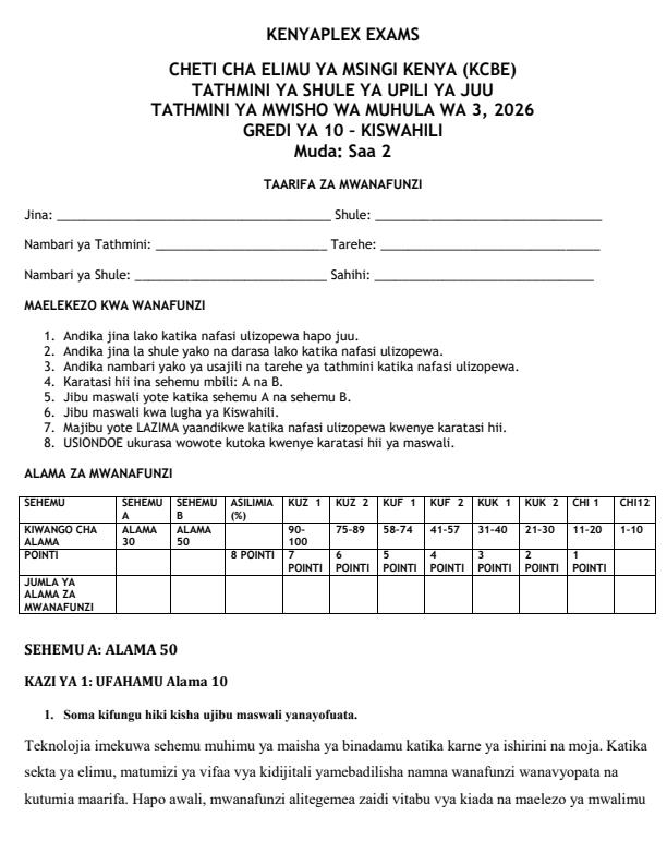 Preview page Grade-10-Kiswahili-End-Term-3-Set-2-Exam-2026_7026_0.jpg