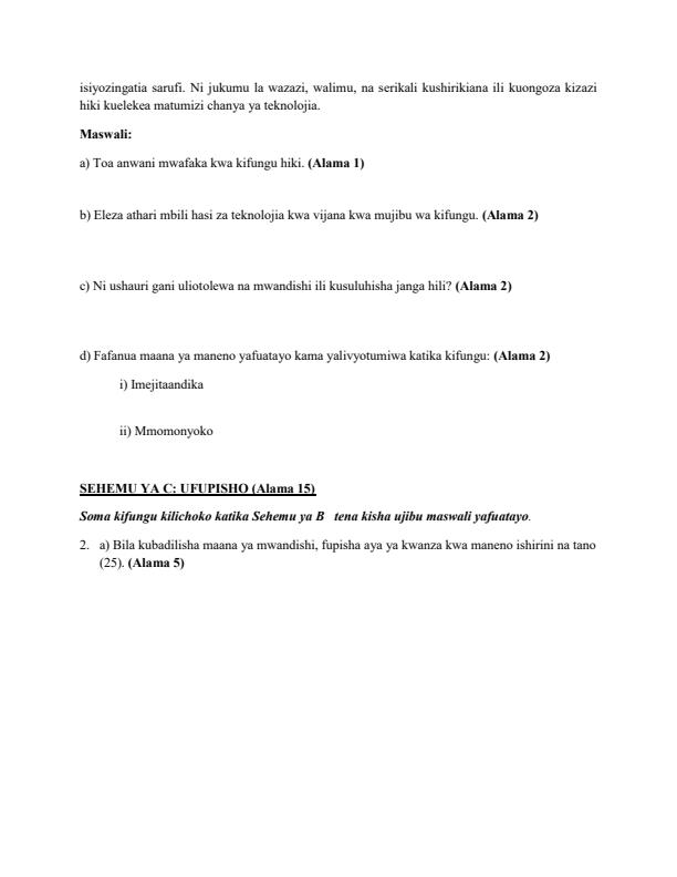Preview page Grade-10-Kiswahili-July-Assessment-Examination-2026_6346_1.jpg