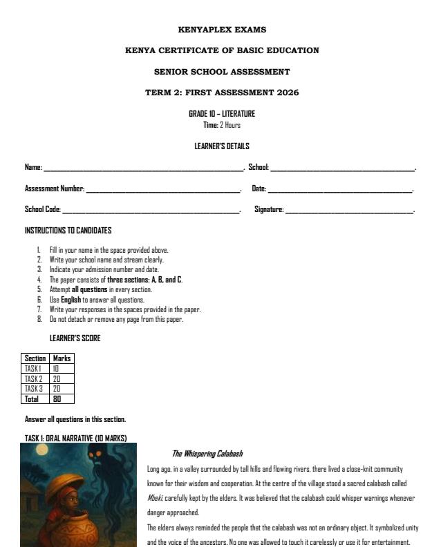 Preview page Grade-10-Literature-Term-2-Opener-Exam-2026_5667_0.jpg