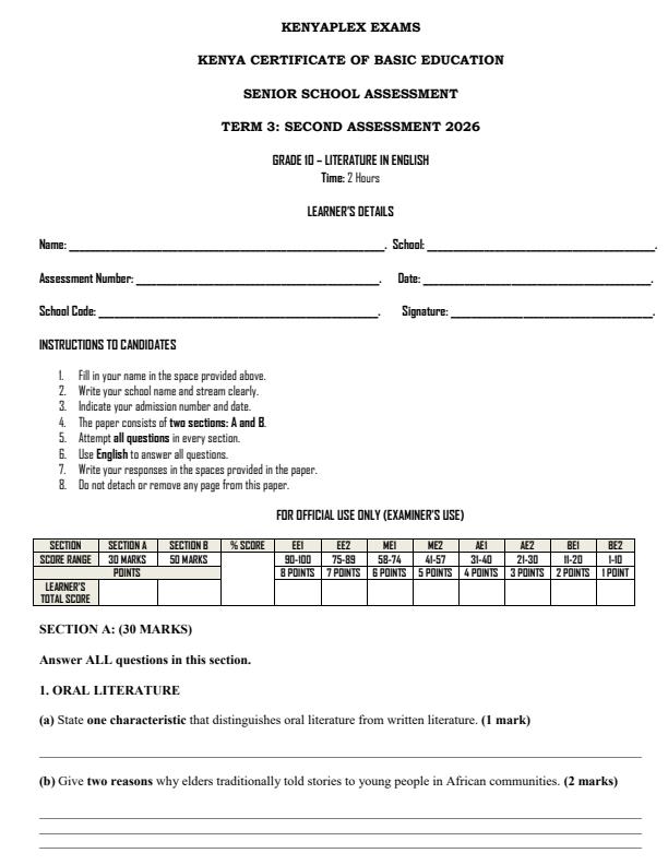 Preview page Grade-10-Literature-in-English-End-Term-3-Exam-2026_6955_0.jpg