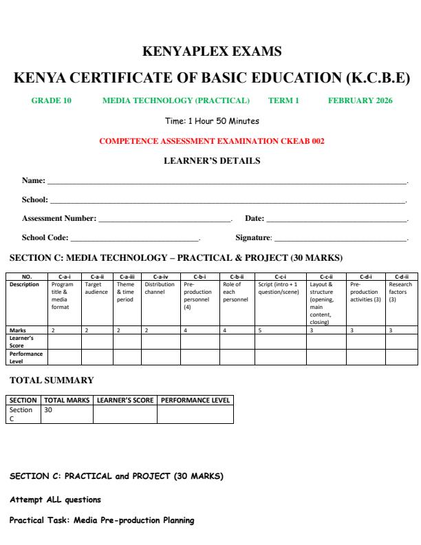 Preview page Grade-10-Media-Technology-Project-Mid-Term-1-Exam-2026_5229_0.jpg