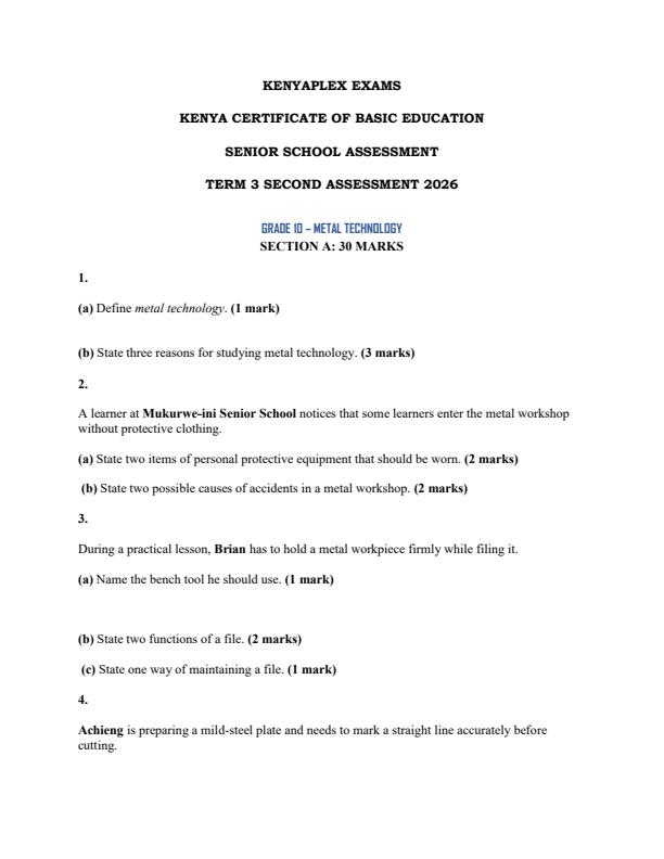 Preview page Grade-10-Metal-Technology-End-Term-3-Exam-2026_6959_0.jpg