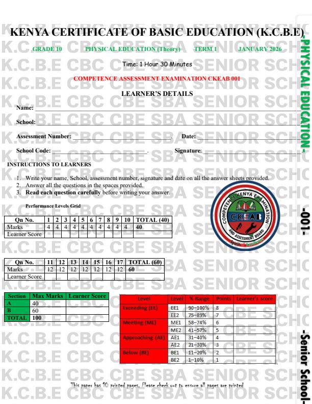 Preview page Grade-10-Physical-Education-Opener-Exam-Term-1-2026_5039_0.jpg