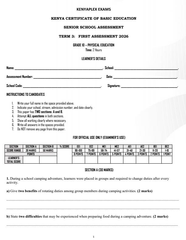 Preview page Grade-10-Physical-Education-Term-3-Opener-Exam-2026_6587_0.jpg