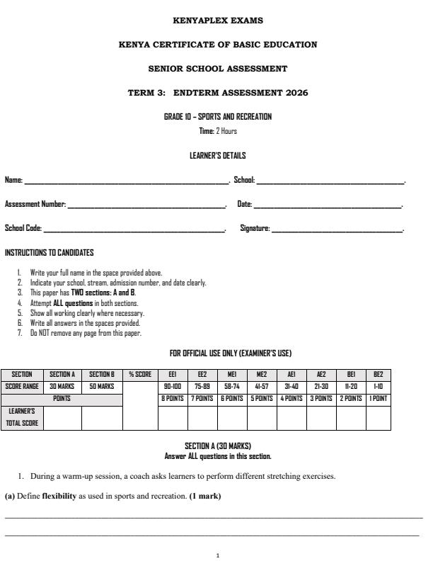 Preview page Grade-10-Sports-and-Recreation-End-Term-3-Set-2-Exam-2026_7036_0.jpg