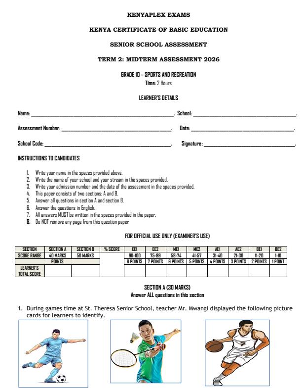 Preview page Grade-10-Sports-and-Recreation-Mid-Term-2-Exam-2026_5961_0.jpg