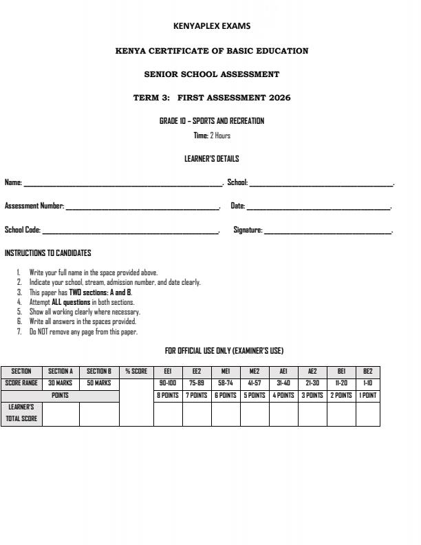 Preview page Grade-10-Sports-and-Recreation-Term-3-Opener-Exam-2026_6590_0.jpg