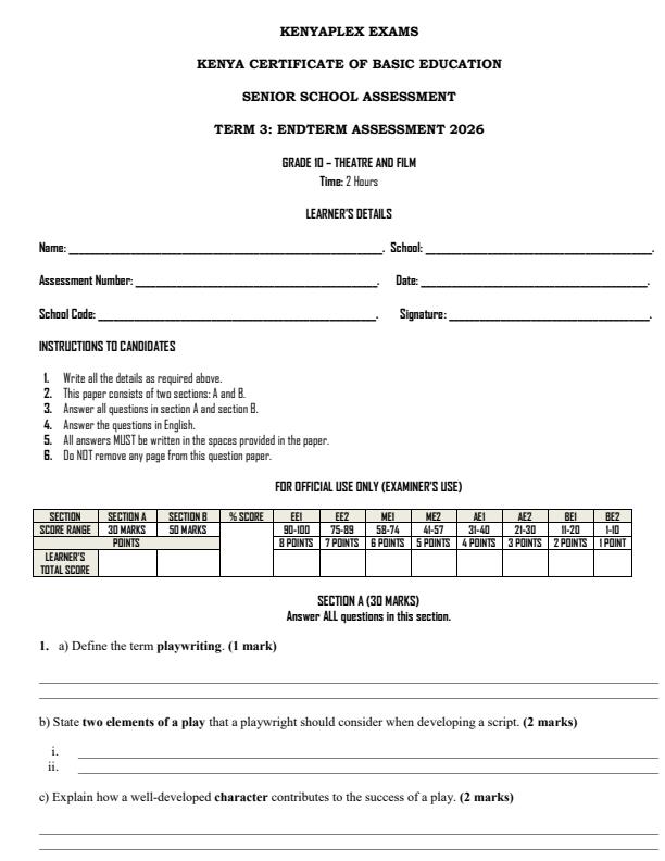 Preview page Grade-10-Theatre-and-Film-End-Term-3-set-2-Exam-2026_7037_0.jpg