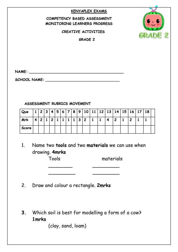 Preview page Grade-2-Creative-Activities-Mid-Term-1-Exam-2025_3635_0.jpg