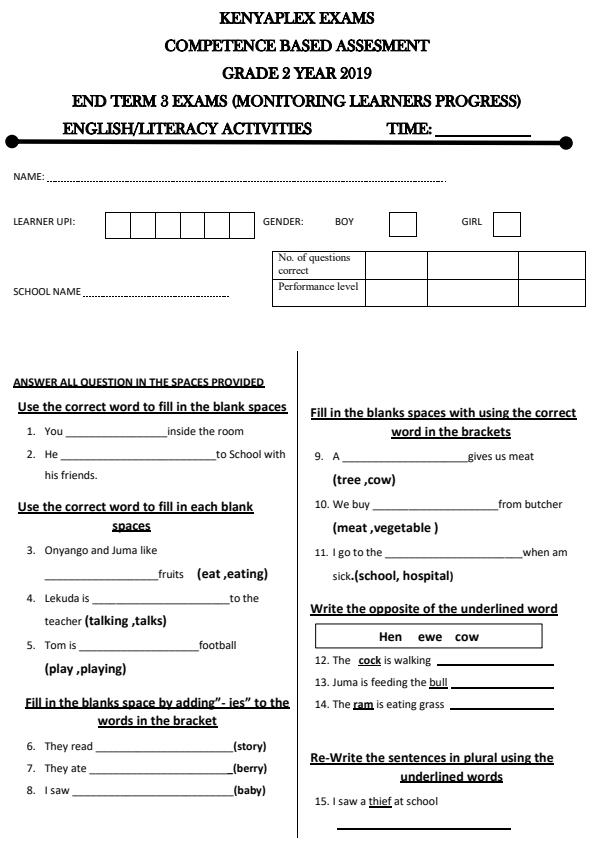 Preview page Grade-2-English-Activities-End-of-Term-3-Examination-2019_411_0.jpg