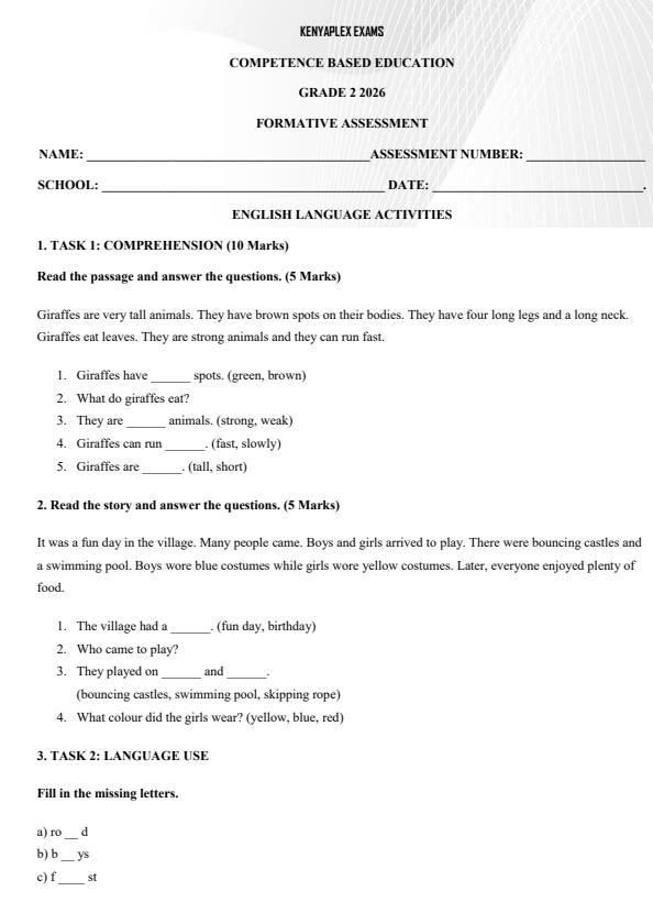 Preview page Grade-2-English-Activities-Term-2-Opener-Exam-2026_5537_0.jpg