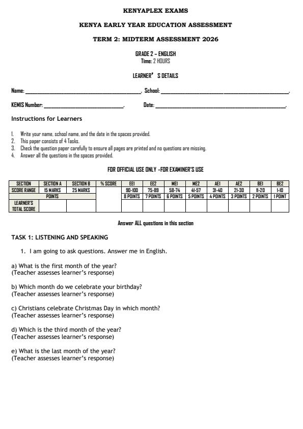 Preview page Grade-2-English-Mid-Term-2-Exam-2026_5798_0.jpg