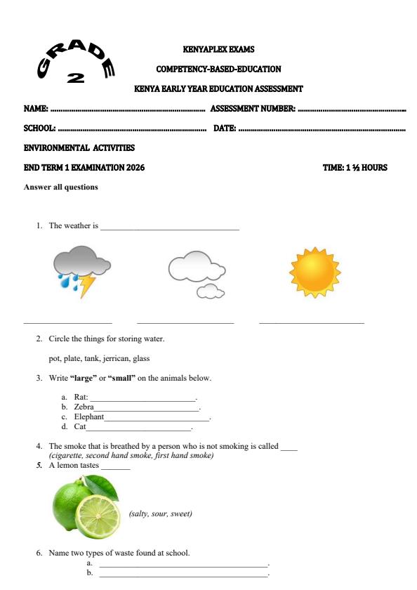 Preview page Grade-2-Environmental-Activities-End-Term-1-Exam-2026_5280_0.jpg