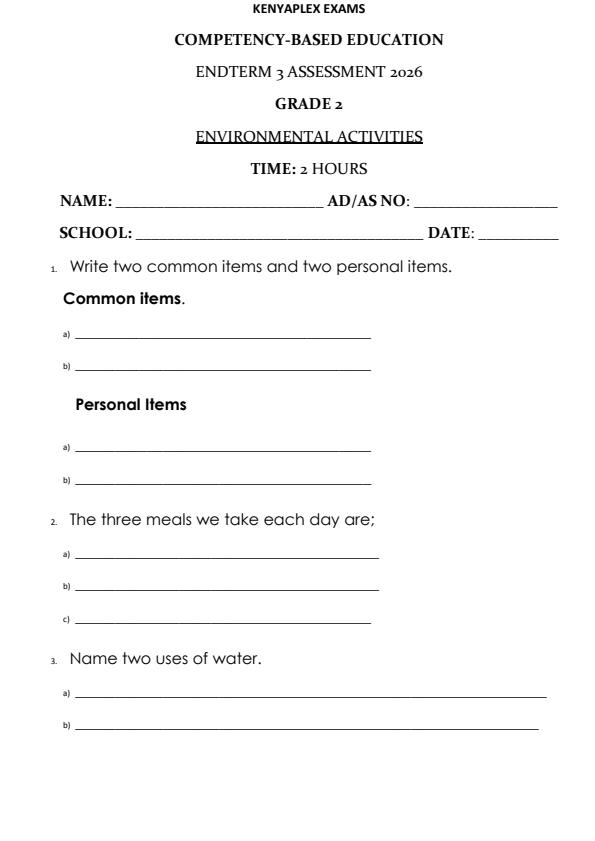 Preview page Grade-2-Environmental-Activities-End-Term-3-Set-2-Exam-2026_7127_0.jpg