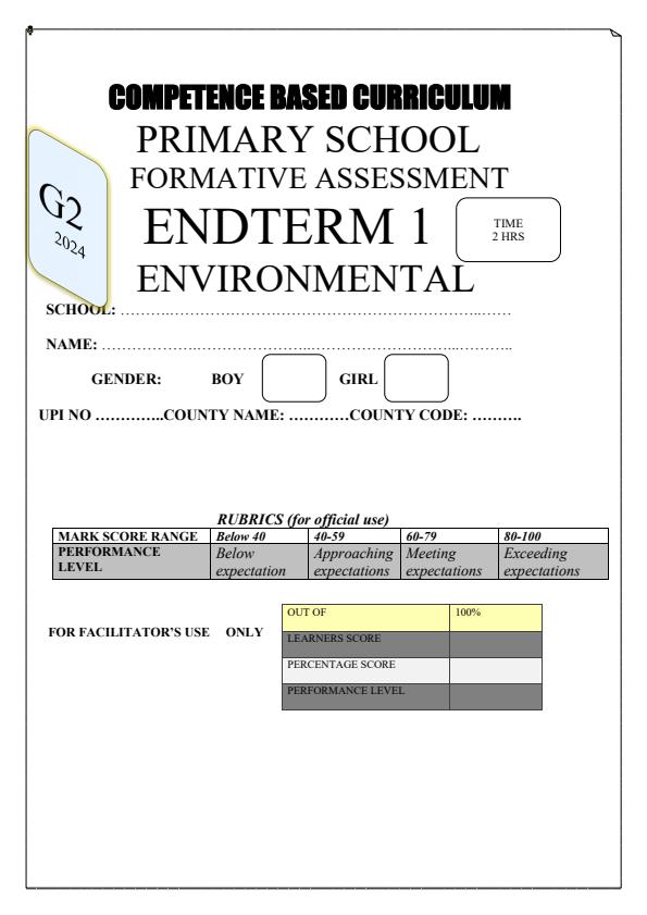 Preview page Grade-2-Environmental-Activities-End-of-Term-1-Exam-2024_2173_0.jpg
