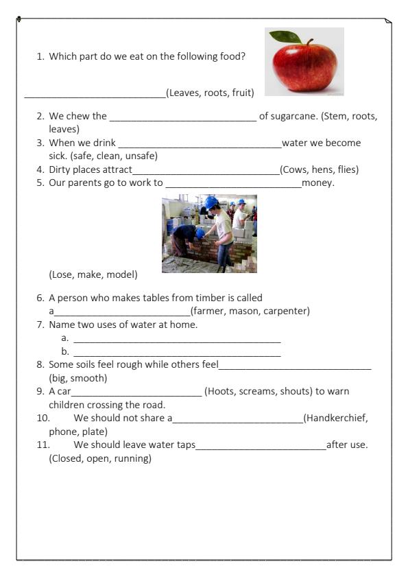Preview page Grade-2-Environmental-Activities-End-of-Term-1-Exam-2024_2173_1.jpg