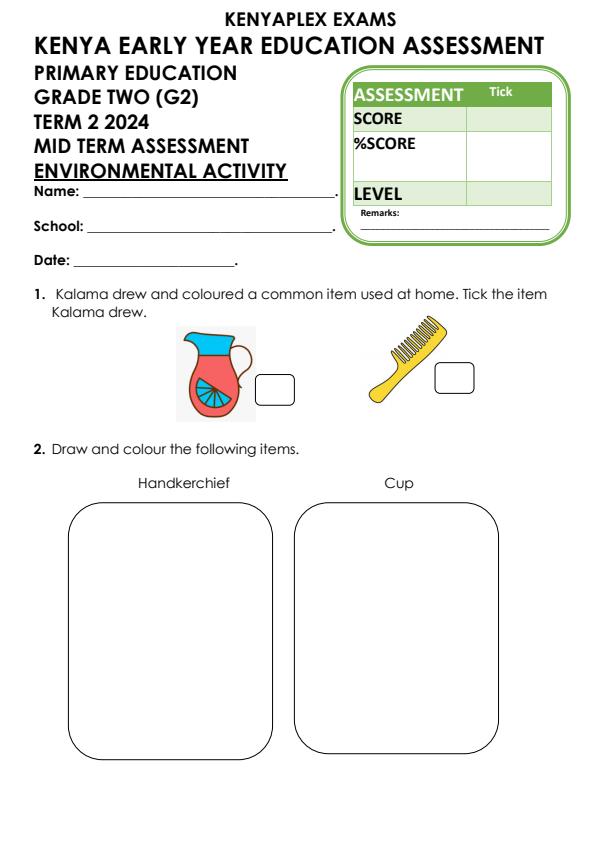 Preview page Grade-2-Environmental-Activities-Mid-Term-2-Exam-2024_2636_0.jpg