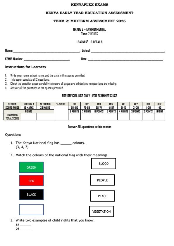 Preview page Grade-2-Environmental-Activities-Mid-Term-2-Exam-2026_5799_0.jpg