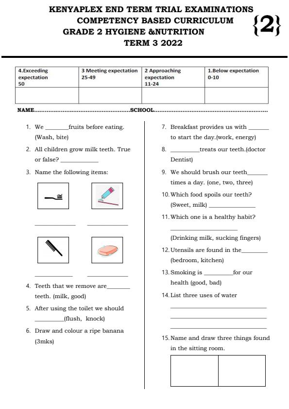 Preview page Grade-2-Hygiene-and-Nutrition-Activities-End-of-Term-3-Examination-2022_1116_0.jpg