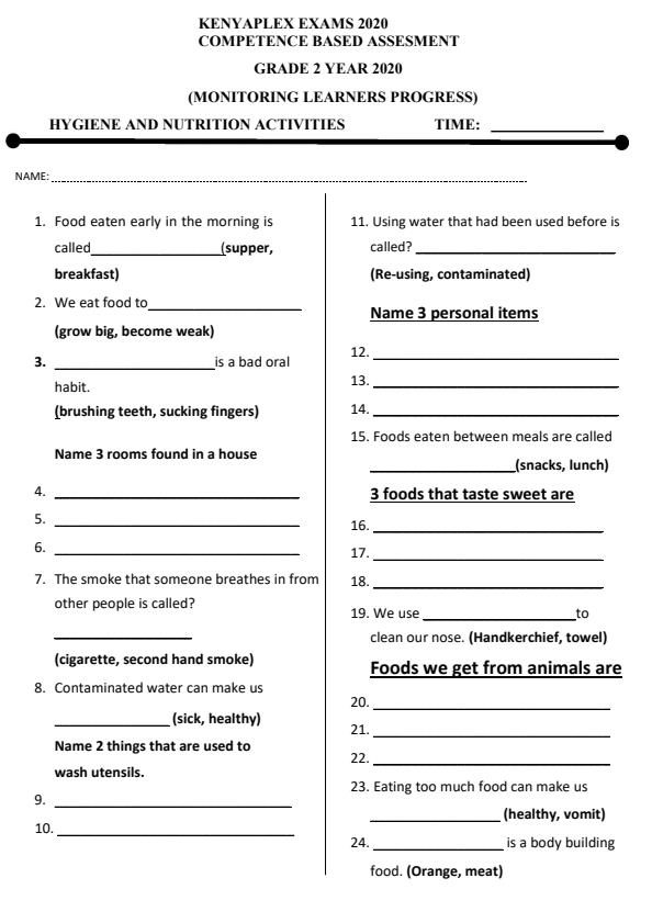 Preview page Grade-2-Hygiene-and-Nutrition-Term-1-Opener-Examination-2020_514_0.jpg