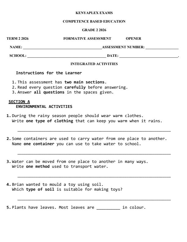 Preview page Grade-2-Integrated-Activities-Term-2-Opener-Exam-2026_5764_0.jpg