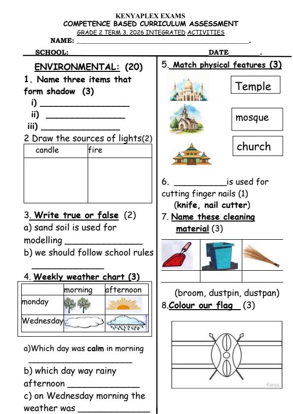 Preview page Grade-2-Integrated-Learning-Activities-September-Assesment-Examination-2026_6694_0.jpg