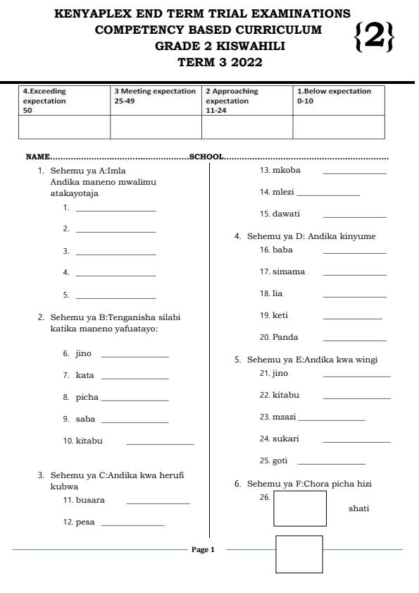 Preview page Grade-2-Kiswahili-Activities-End-of-Term-3-Examination-2022_1117_0.jpg