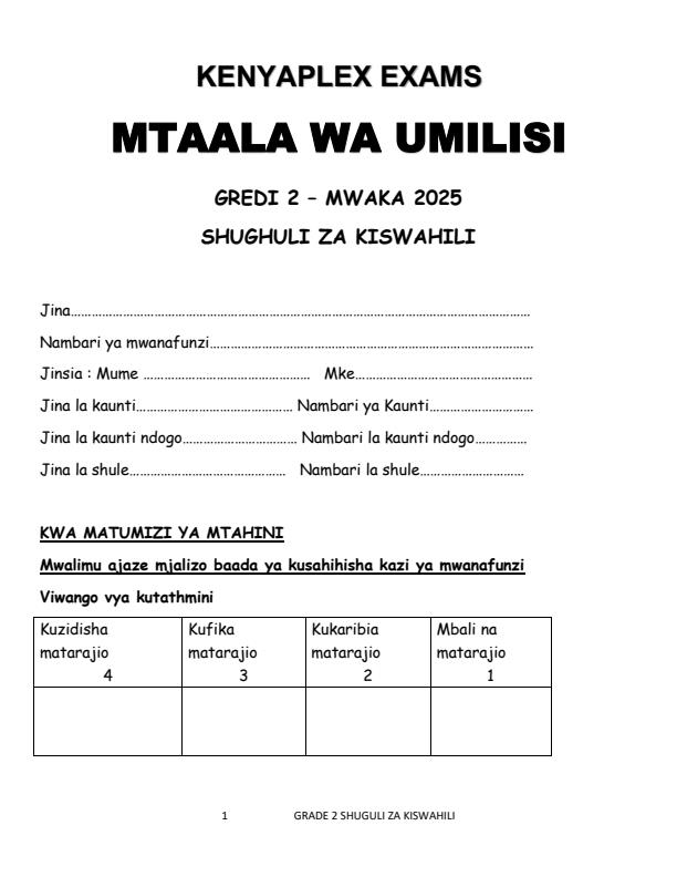 Preview page Grade-2-Kiswahili-Activities-Mid-Term-2-Exam-2025_4138_0.jpg