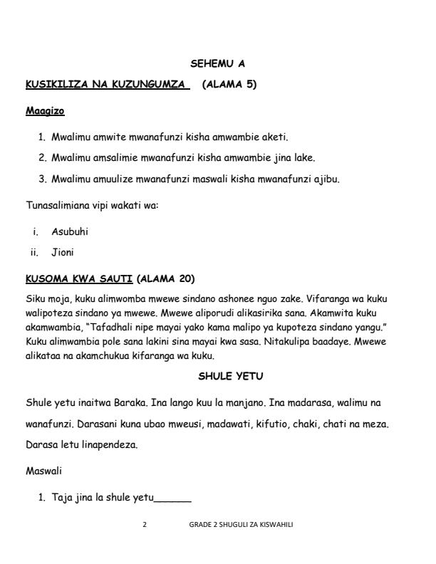 Preview page Grade-2-Kiswahili-Activities-Mid-Term-2-Exam-2025_4138_1.jpg