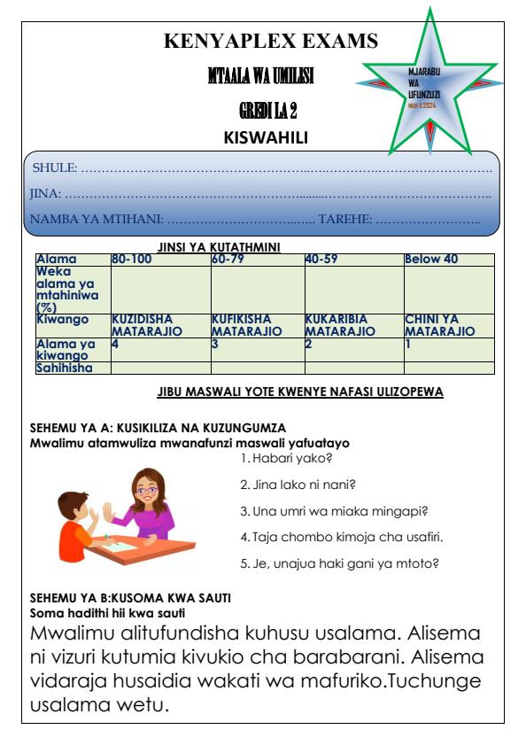 Preview page Grade-2-Kiswahili-Activities-Term-3-Opener-Exam-2024_2971_0.jpg