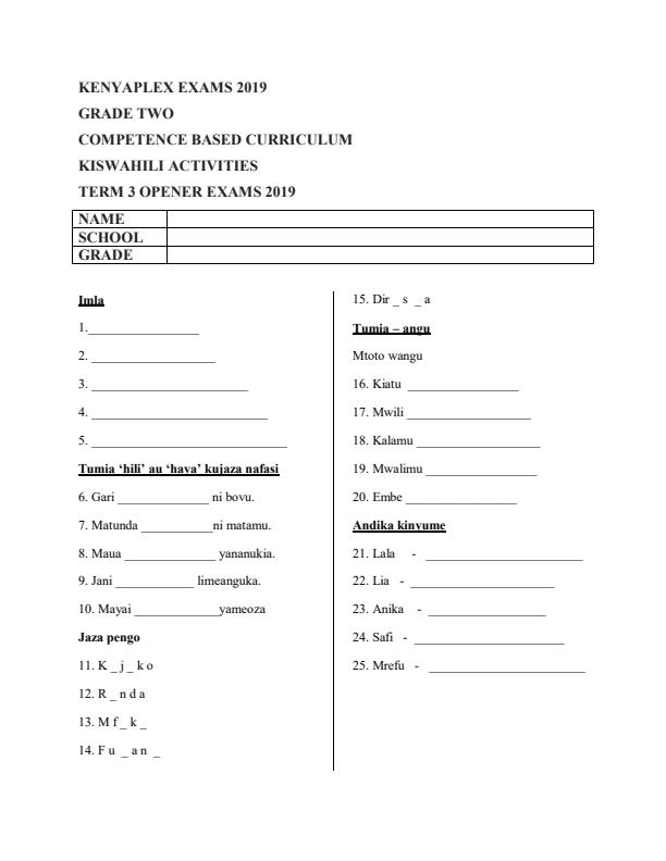 Preview page Grade-2-Kiswahili-Activities-Term-3-Opener-Examination-2019_343_0.jpg