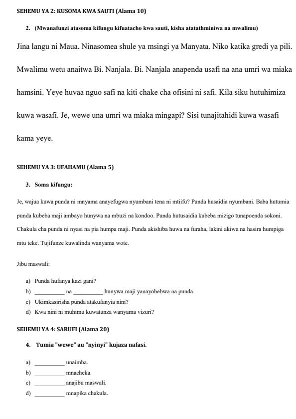 Preview page Grade-2-Kiswahili-Mid-Term-1-Exam-2026_5216_1.jpg