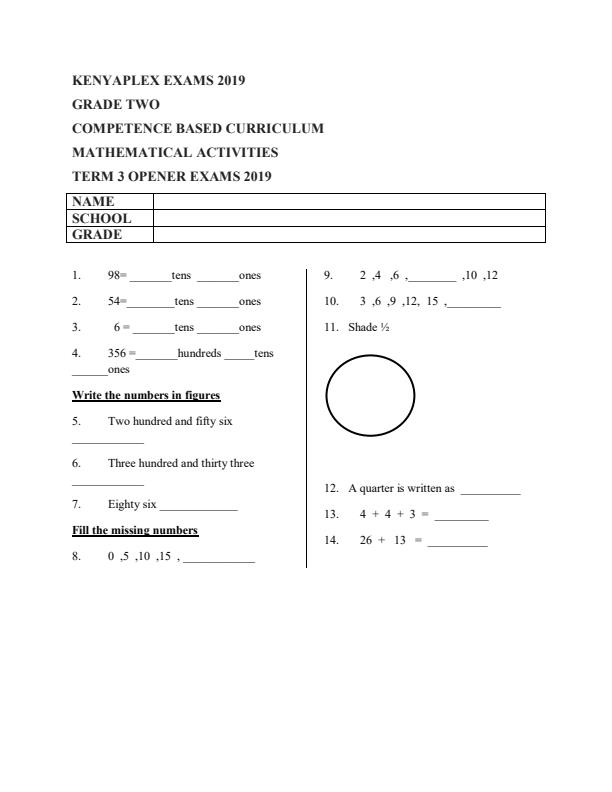 Preview page Grade-2-Mathematical-Activities-Term-3-Opener-Examination-2019_345_0.jpg