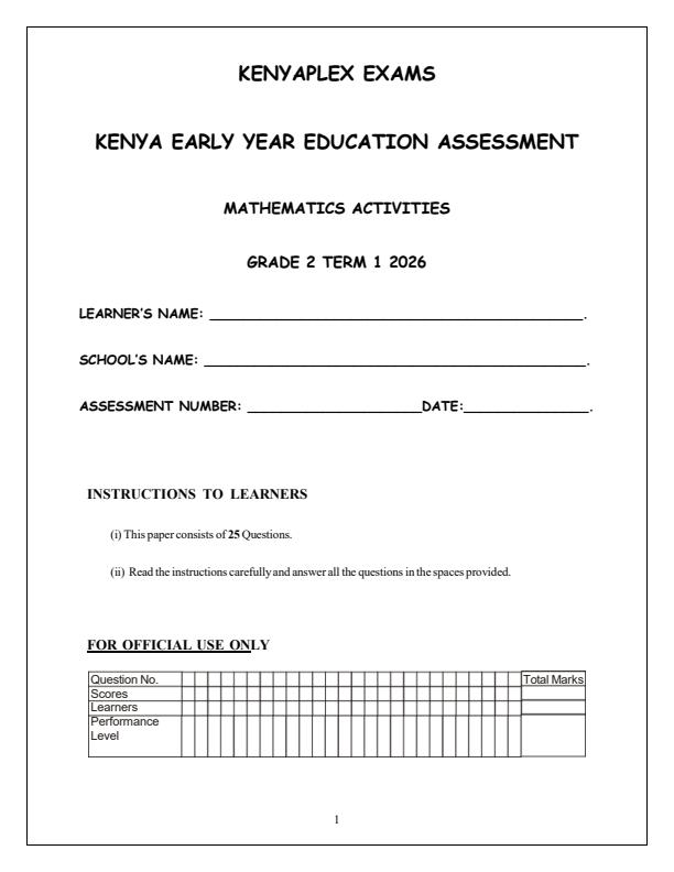 Preview page Grade-2-Mathematics-Opener-Exam-Term-1-2026_4940_0.jpg