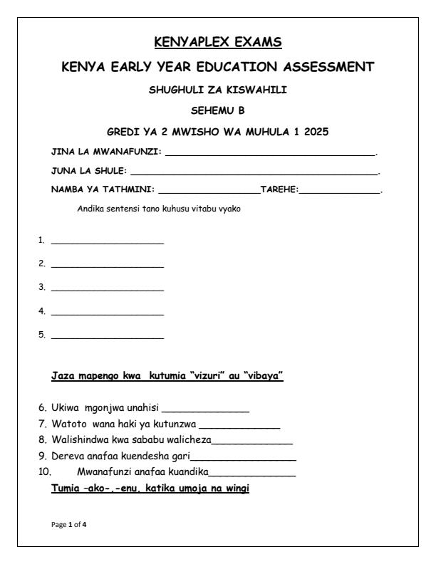 Preview page Grade-2-Shughuli-za-Kiswahili-End-of-Term-1-Examination-2025_3760_0.jpg