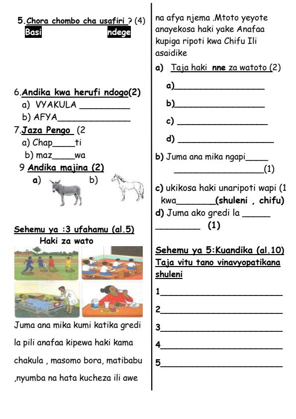 Preview page Grade-2-Shughuli-za-Kiswahili-September-Assessment-Examination-2026_6695_1.jpg