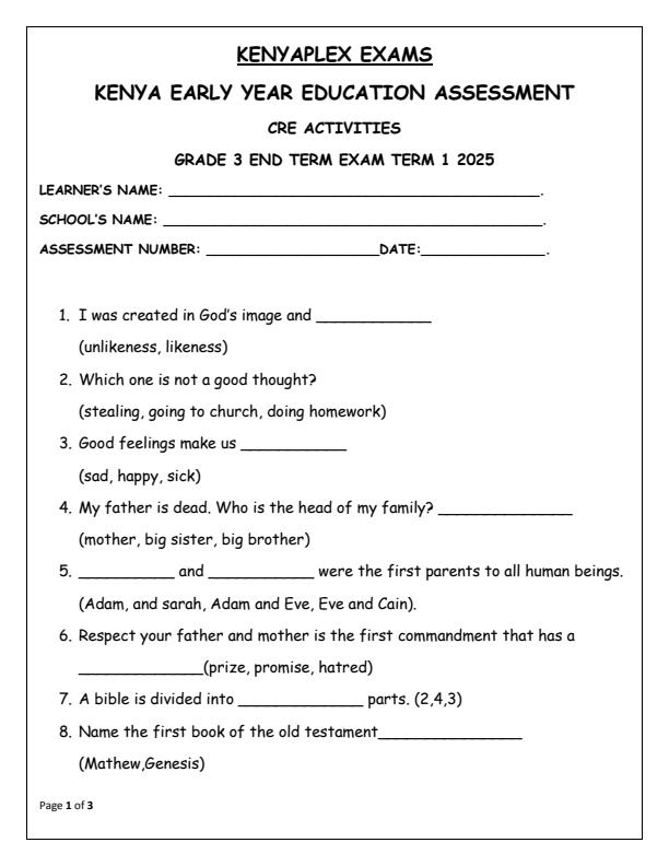 Preview page Grade-3-CRE-Activities-End-of-Term-1-Examination-2025_3773_0.jpg
