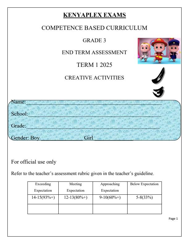 Preview page Grade-3-Creative-Activities-End-of-Term-1-Examination-2025_3767_0.jpg