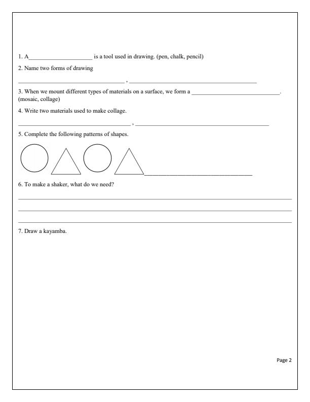 Preview page Grade-3-Creative-Activities-End-of-Term-1-Examination-2025_3767_1.jpg