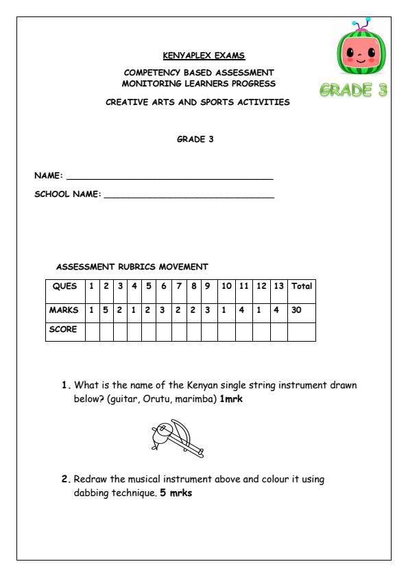Preview page Grade-3-Creative-Activities-Mid-Term-1-Exam-2025_3640_0.jpg