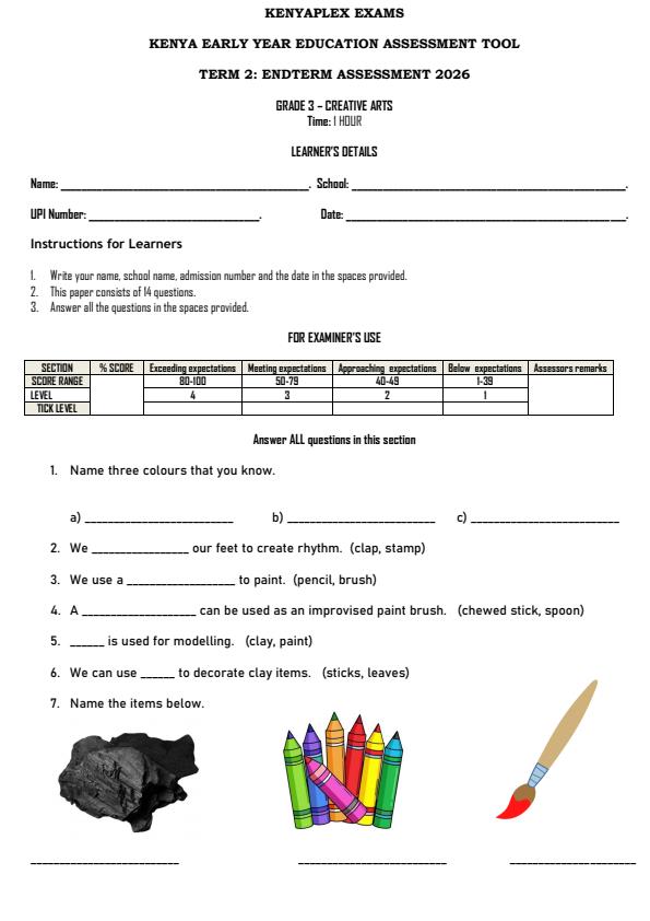 Preview page Grade-3-Creative-Arts-End-Term-2-Exam-2026_6025_0.jpg