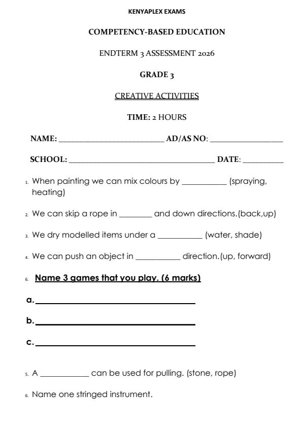 Preview page Grade-3-Creative-Arts-End-Term-3-Set-2-Exam-2026_7083_0.jpg
