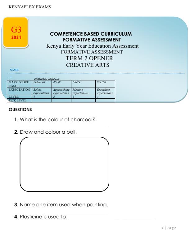 Preview page Grade-3-Creative-Arts-Term-2-Opener-Exam-2024_2426_0.jpg