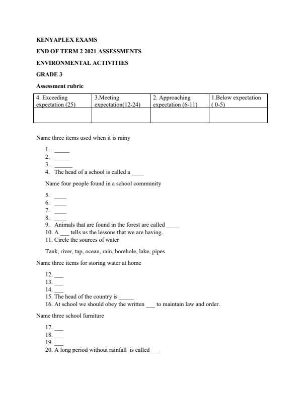 Preview page Grade-3-End-of-Term-2-Environmental-Activities-Exam-2021_775_0.jpg