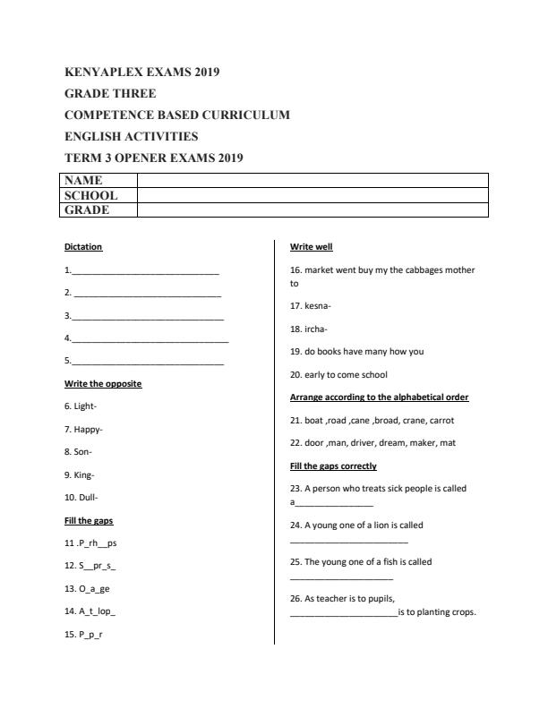 Preview page Grade-3-English-Activities-Term-3-Opener-Examination-2019_347_0.jpg